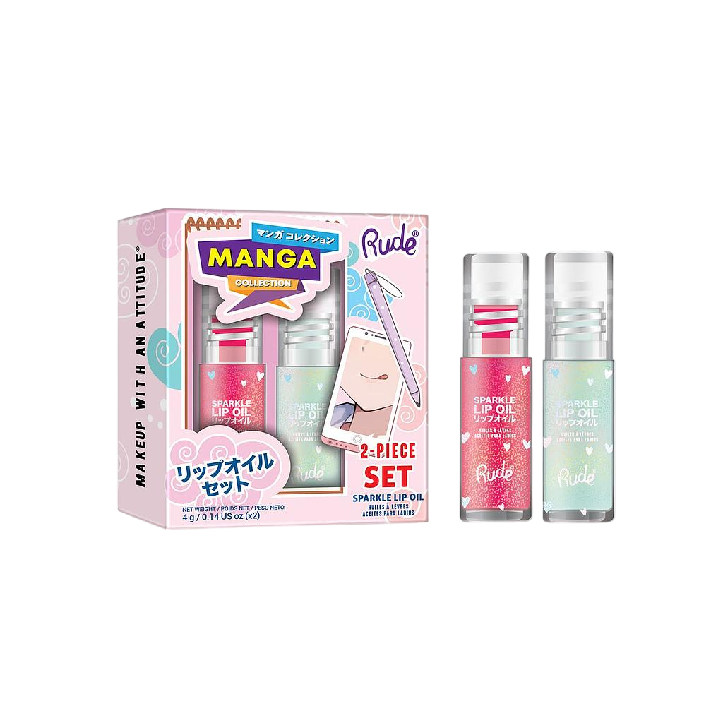 Set Rude Cosmetics: Mint Sparkle, Lip Oil, 4 ml + Watermelon Sparkle, Lip Oil, 4 ml