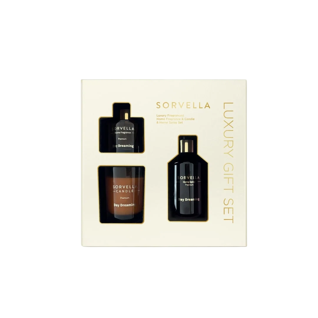 Set Sorvella: Day Dreaming, Citrus, Scented Candle, 170 g + Day Dreaming, Citrus, Room Spray, 250 ml + Day Dreaming, Stick, Aroma Reed Diffuser, 120 ml