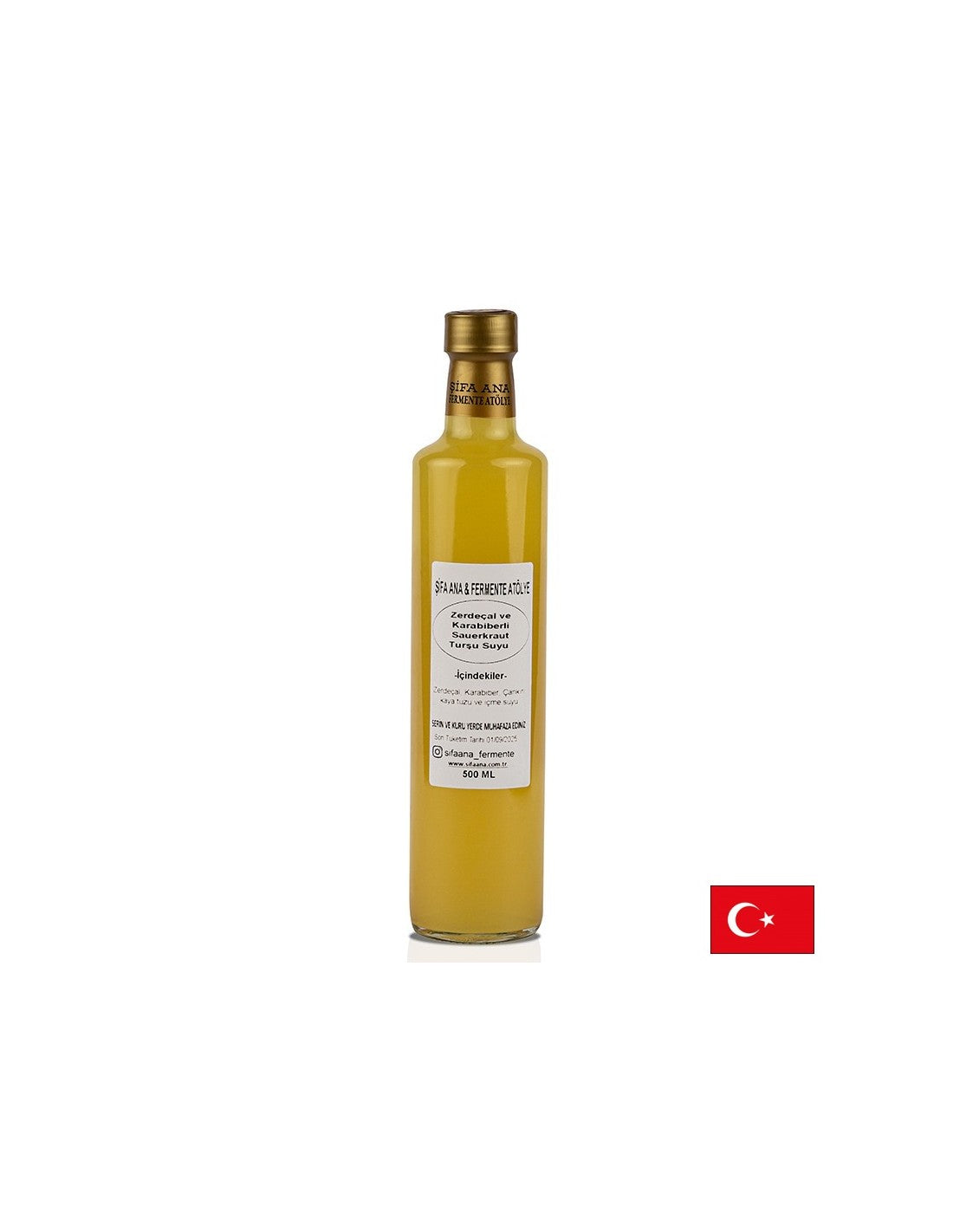 Probiotic sauerkraut juice with turmeric and black pepper, 500 ml