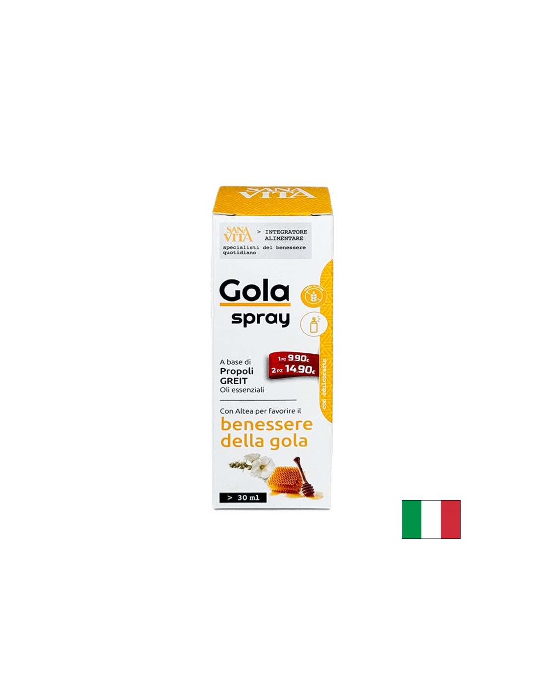 Throat spray with propolis, marshmallow and essential oils of orange, eucalyptus and mint, 30 ml