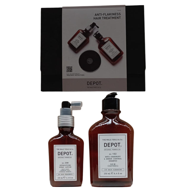 Consumer Kit C Set Depot: 100 Hair Cleansing No. 102, Botanical Complex, Hair Shampoo, Anti-Dandruff & Sebum Control, 250 ml + 200 Hair Treatments No. 208, Botanical Complex, Leave-In Scalp Treatment Lotion, For Detoxing, 100 ml - Feel You