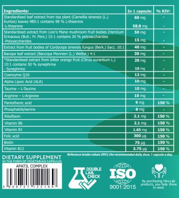 Apatil Complex | with L-Theanine, Lion's Mane &amp; Bacopa - 30 capsules