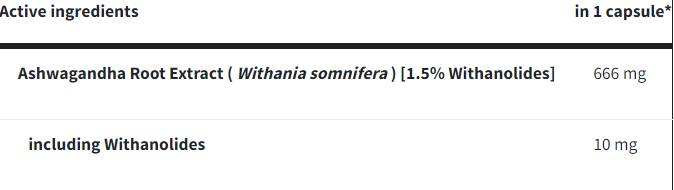 Ashwagandha 666 mg | with 1.5% Withanolides - 60 капсули - Feel You