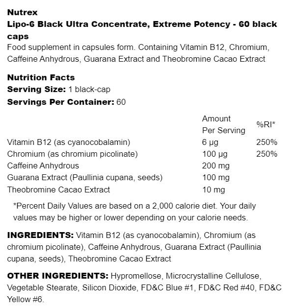 Lipo-6 Black Ultra Concentrate | Extreme Potency 60 капсули - Feel You