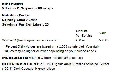 Vitamin C Organic - 50 капсули