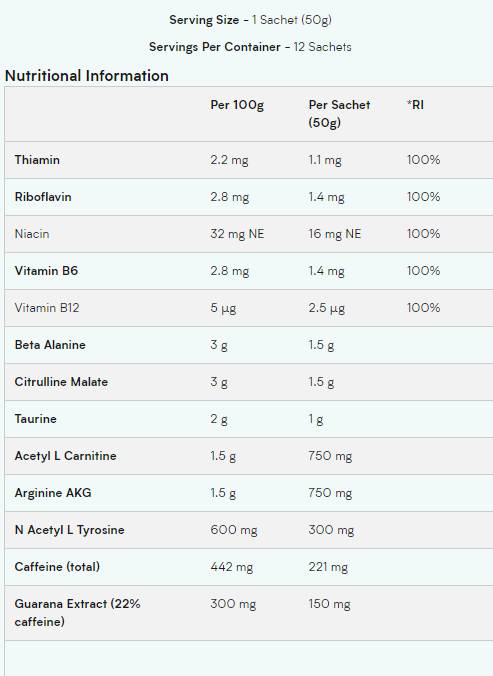 Pre-Workout Gel - 50 grams