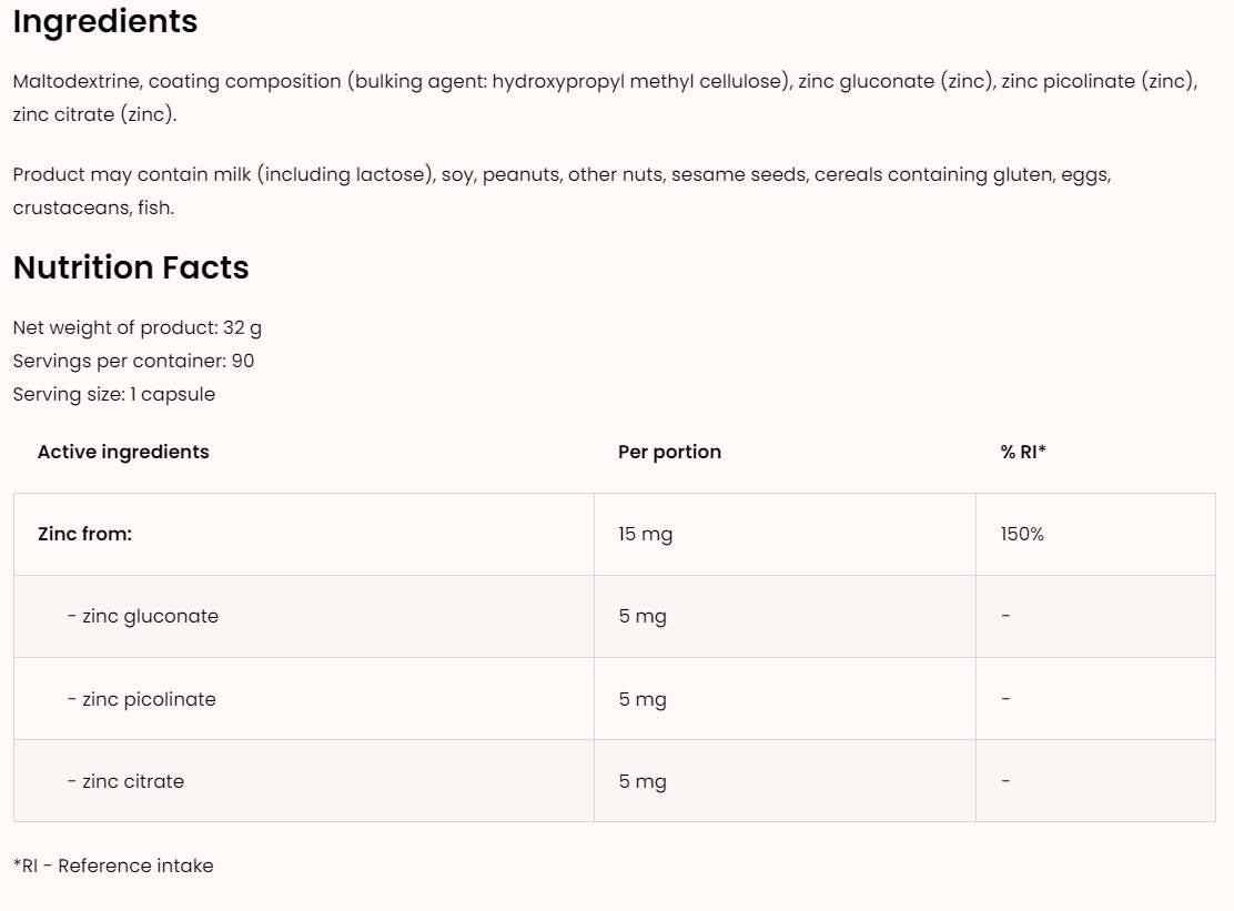 Triple Zinc / Gluconate + Picolinate + Citrate 90 капсули - Feel You