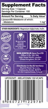 Melatonin Liposovit® 1 mg | Liposomal Technology - 150 капсули - Feel You