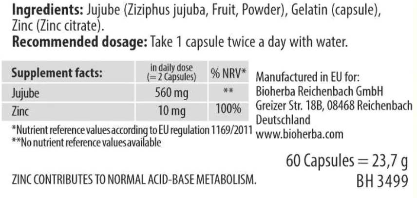 Jujube Fruit 280 mg - 60 капсули