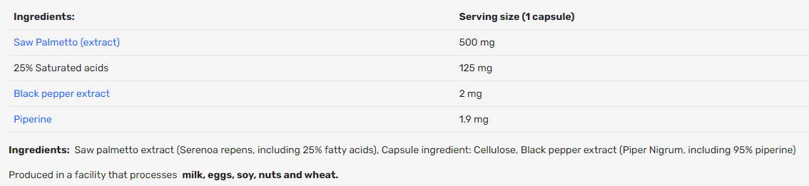 Saw Palmetto 500 mg | with 25% Saponins - 100 капсули - Feel You