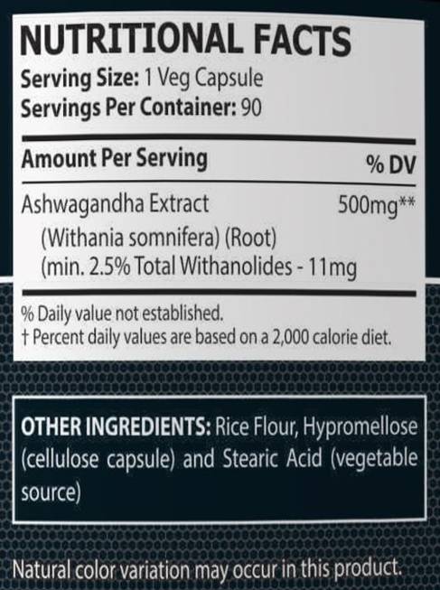 Ashwagandha Extract 500 mg - 90 капсули