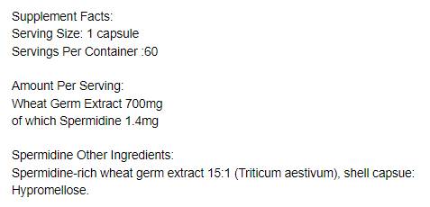 Spermidine | Wheatgrass Extract 700 mg - 60 капсули