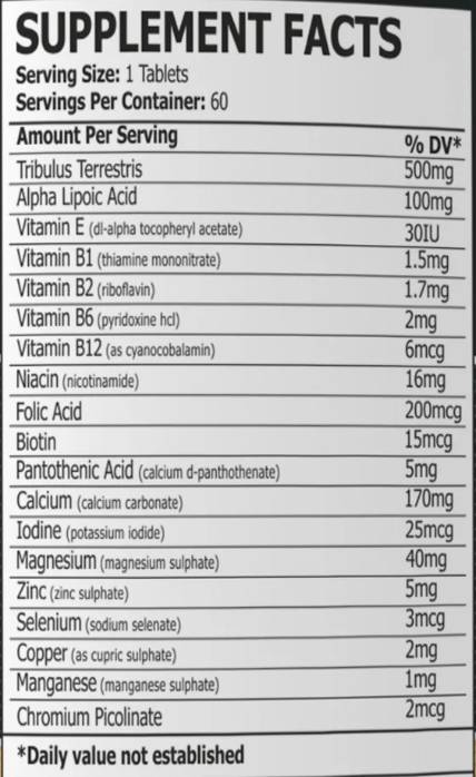 Testro Gold | with Tribulus, Vitamins & Minerals - 60 Таблетки