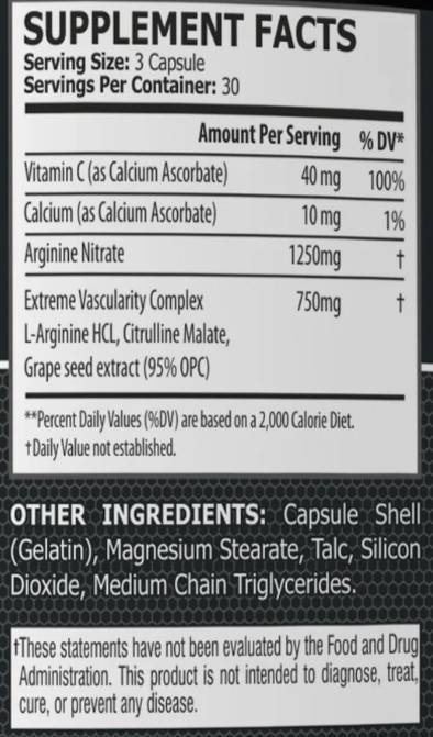 Nitric Oxide | with Arginine HLC, Citrulline Malate & Grape Seed - 90 капсули