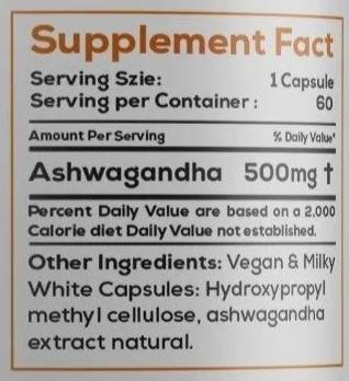 Ashwagandha 500 mg - 60 capsules