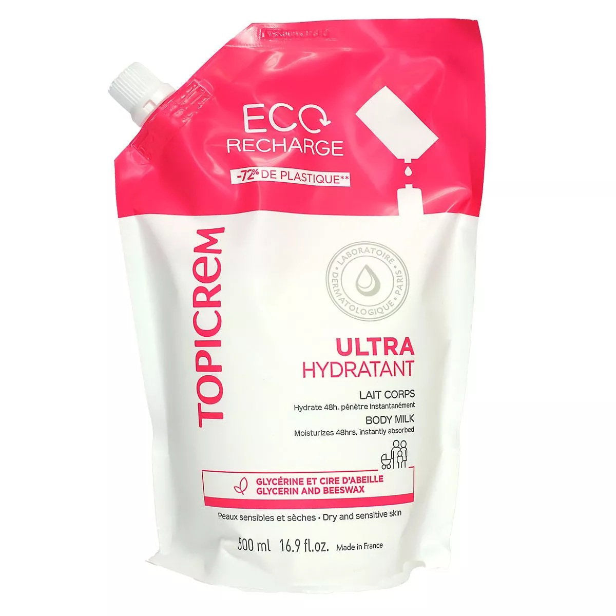 Topicrem, Ultra Hydratant, Moisturizing, Body Milk, Refill, Daily, 500 ml