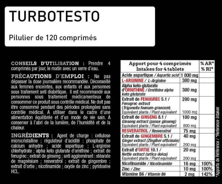 Turbo Testo | Pro Series Performance Booster - 120 Таблетки - Feel You