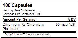Chromium Picolinate 50 mcg - 100 капсули - Feel You