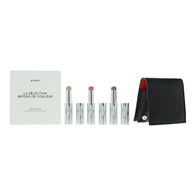 Orange Set Byredo: Colour Stick, Multifunctional, Eyeshadow Stick, 509, Solar Flare, 3.5 g + Colour Stick, Multifunctional, Eyeshadow Stick, Kumato Face, 3.5 g + Colour Stick, Multifunctional, Eyeshadow Stick, Flower Play, 3.5 g + Byredo, GWP Leather P... - Feel You