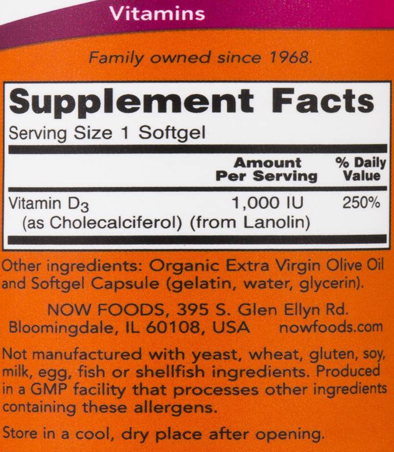 Vitamin D-3 1000 IU - 180 Gel capsules