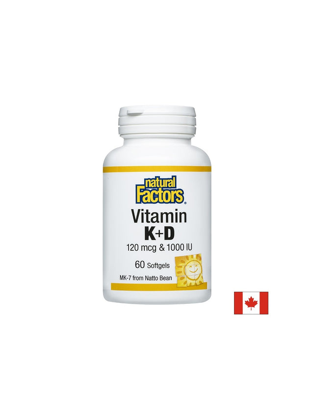 Витамин К2 120 mcg и D3 1000 IU, 60 софтгел капсули Natural Factors - Feel You