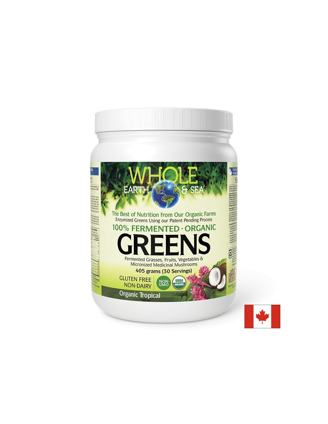 Whole Earth &amp; Sea | 100% Fermented Organic Greens, Tropical - 390 grams