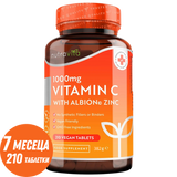 Витамин C 1000 мг с Цинк (Albion® Zinc) 15mg 210 таблетки Nutravita - Nutra Best Bulgaria