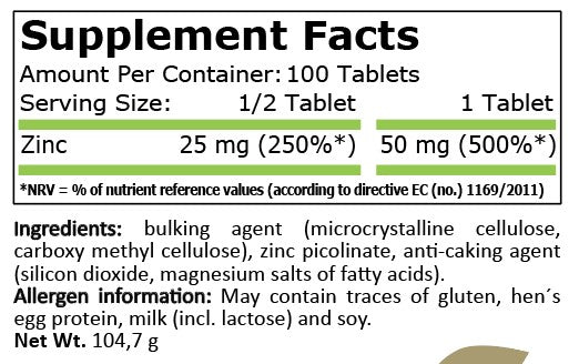 Zinc Picolinate 50 MG - 100 tablets